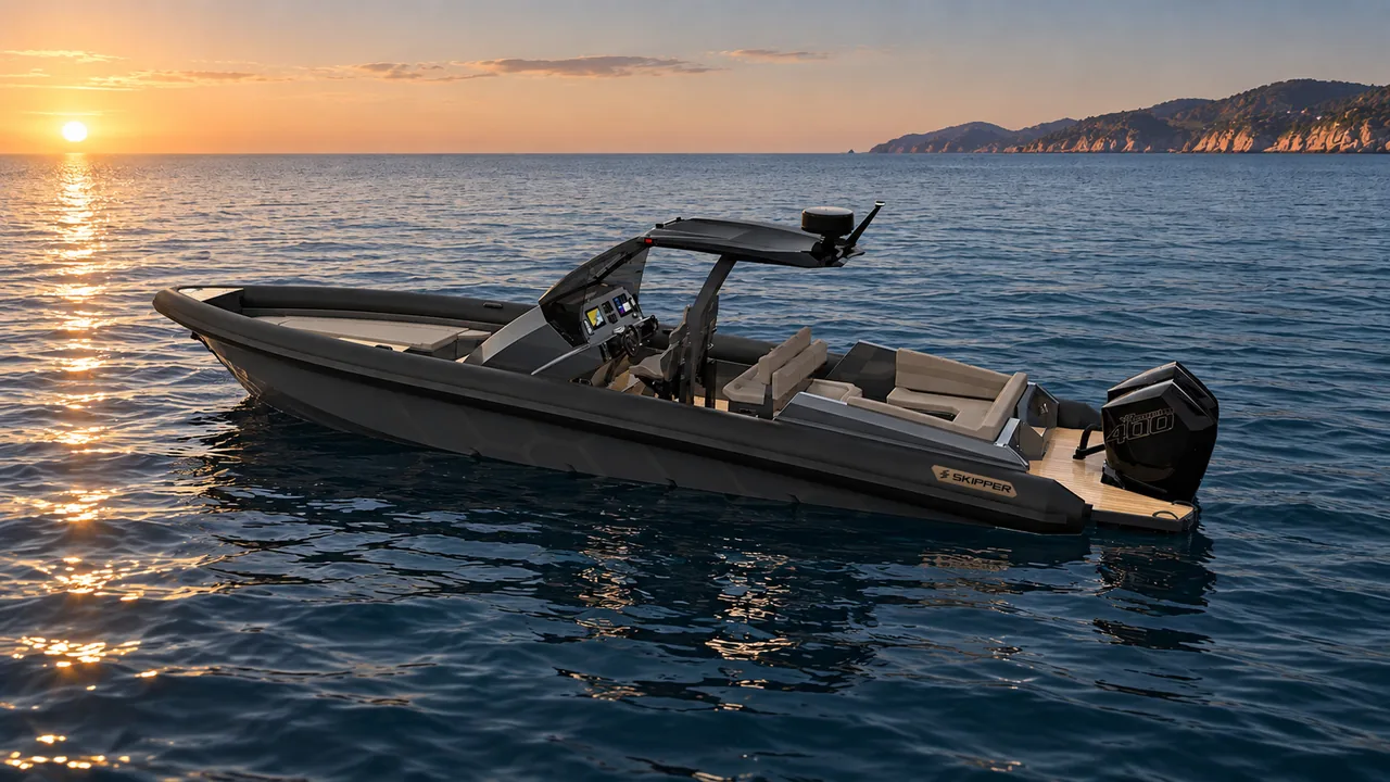 Skipper 38NC+ RIB bei Sonnenuntergang auf dem Meer